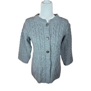 Vintage Kilronan Knitwear 100% Merino Wool Cardigan Sweater sz M made in Ireland